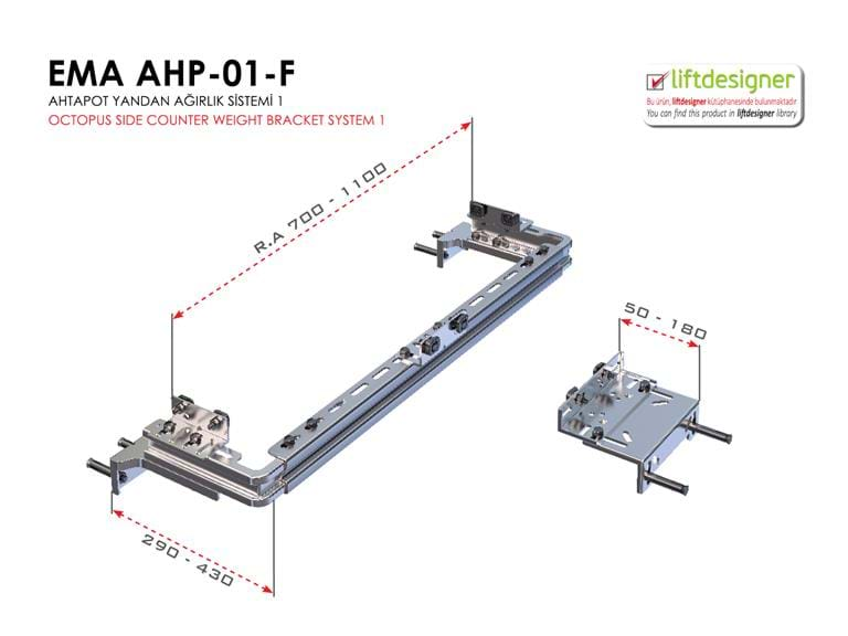 Elevator Mounting Brackets With Side Counterweight Compartment.