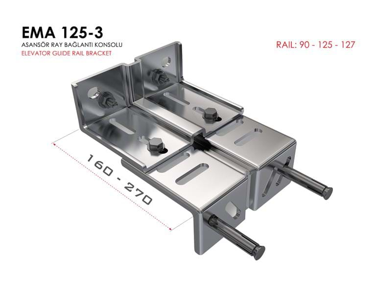 125-3 Takviyeli Asansör Ray Konsolları.